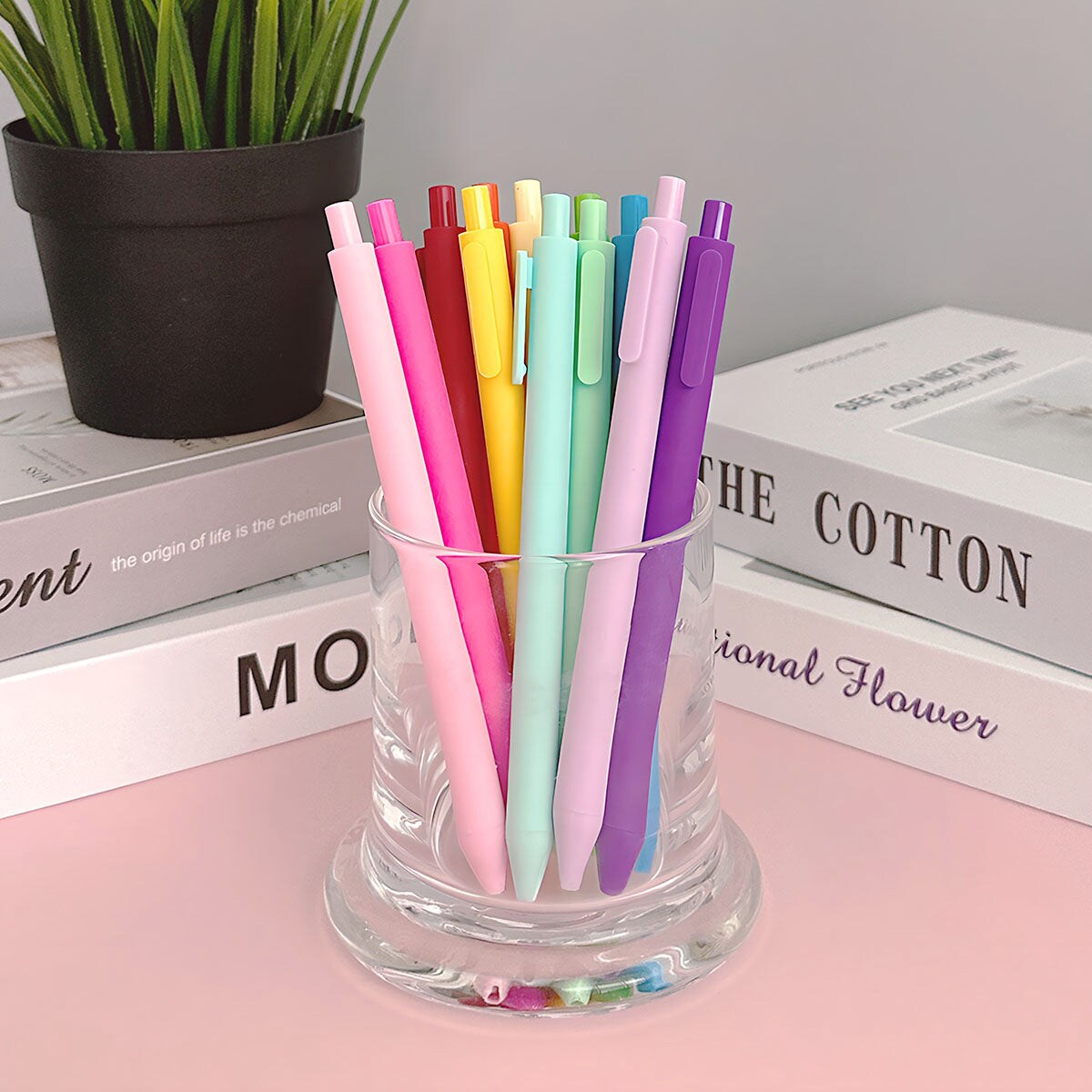 Wrapables Colorful Vibrant Retractable Ballpoint Pens for Home, Office, Stationery (Set of 12)