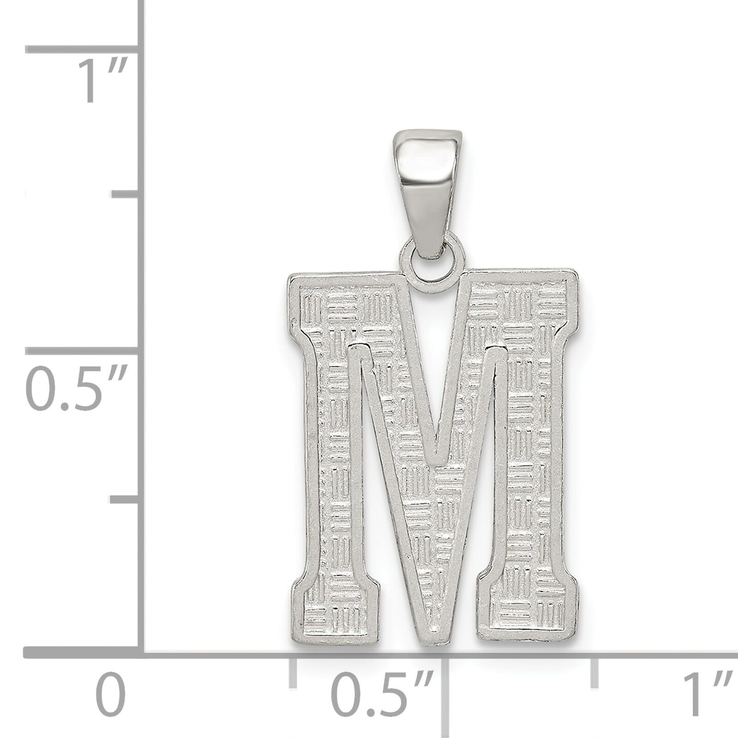 Sterling Silver Initial Letter M Charm Pendant Jewelry 25mm x 9mm