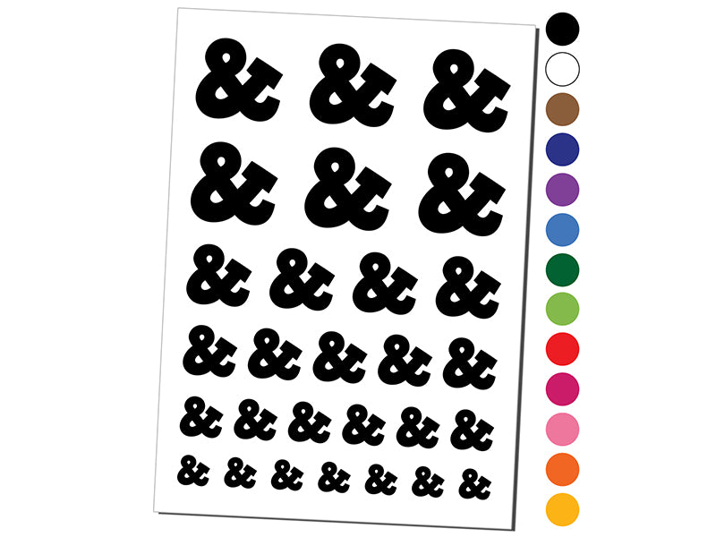 Ampersand Symbol And Temporary Tattoo Water Resistant Fake Body Art Set Collection
