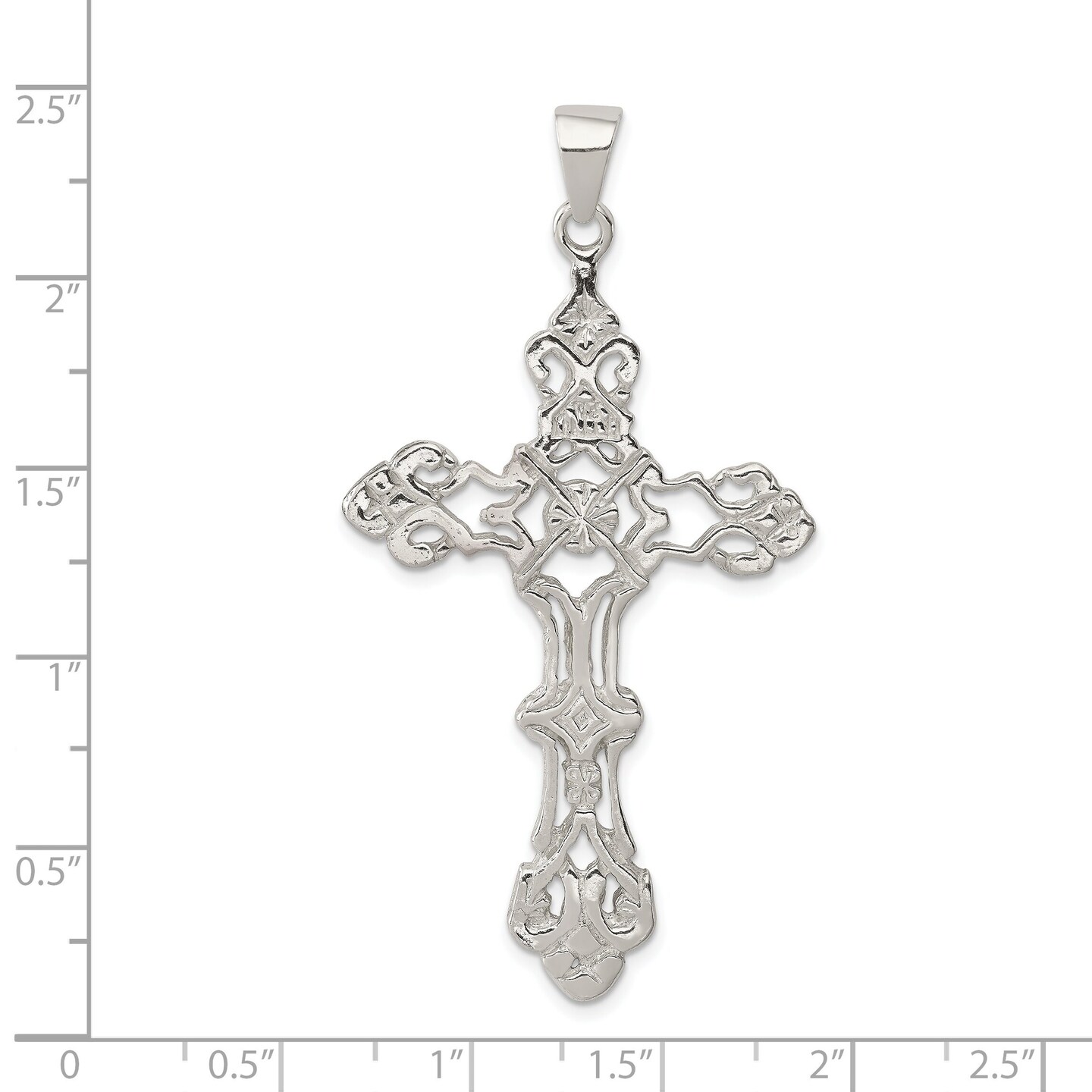 Sterling Silver INRI Cross Pendant Religious Jewelry 62mm x 31.4mm