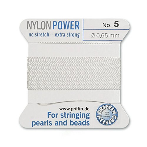 #5 White Griffin Nylon Bead Cord (2 Meters)