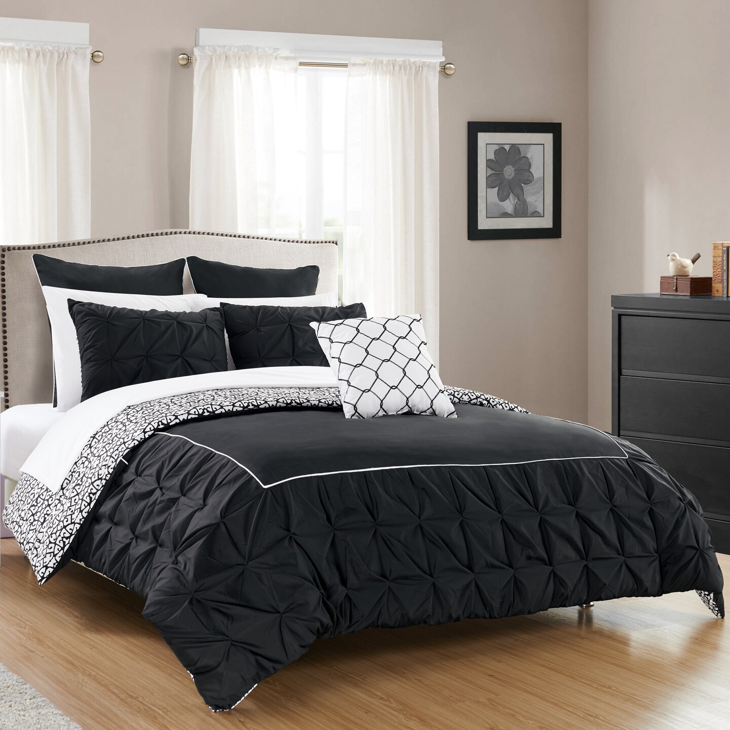 Chic Home Keppel 10 Piece Comforter Set Complete Bed in a Bag Pleated ...