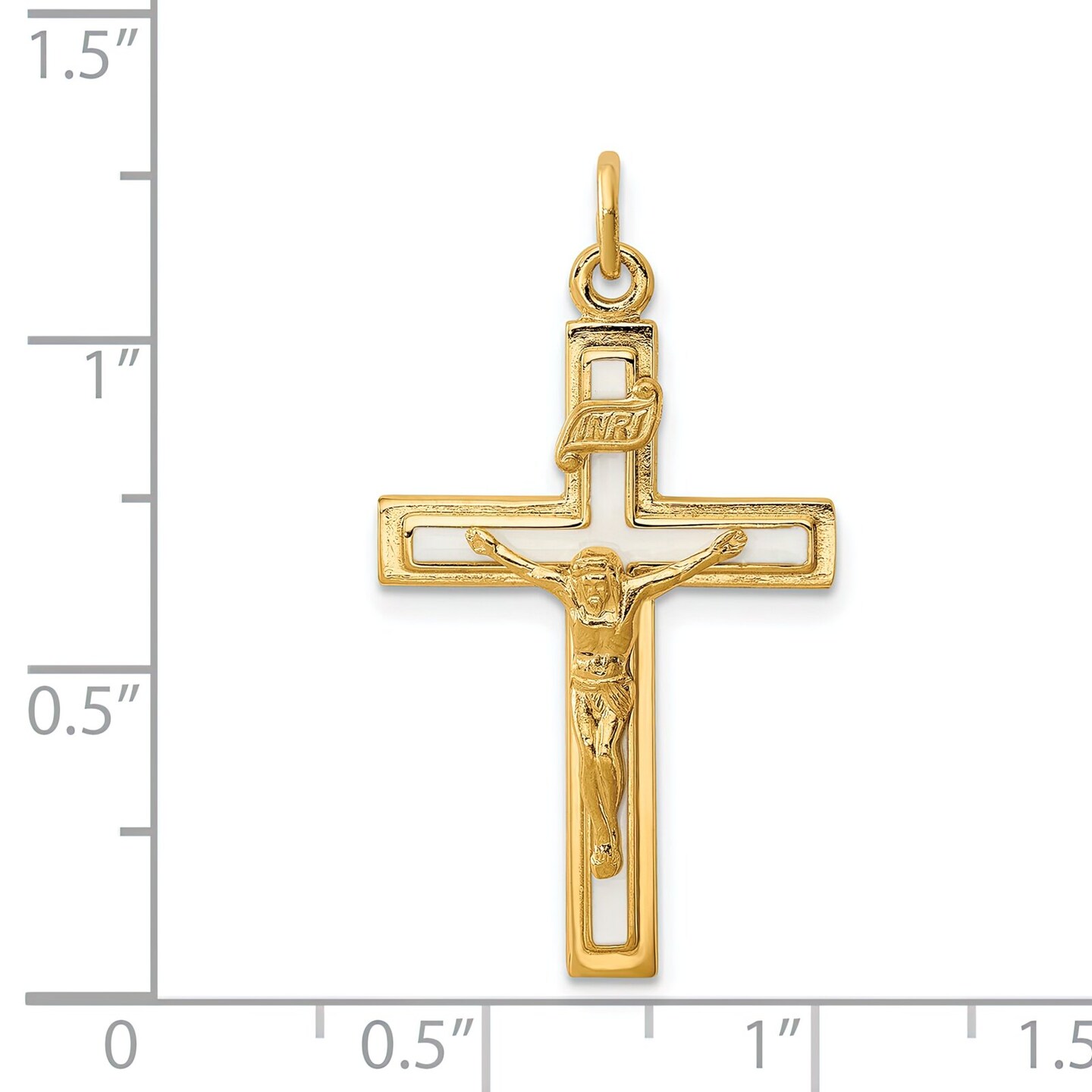Vermeil Enamel INRI Crucifix Charm Religious Jewelry 31mm x 17mm