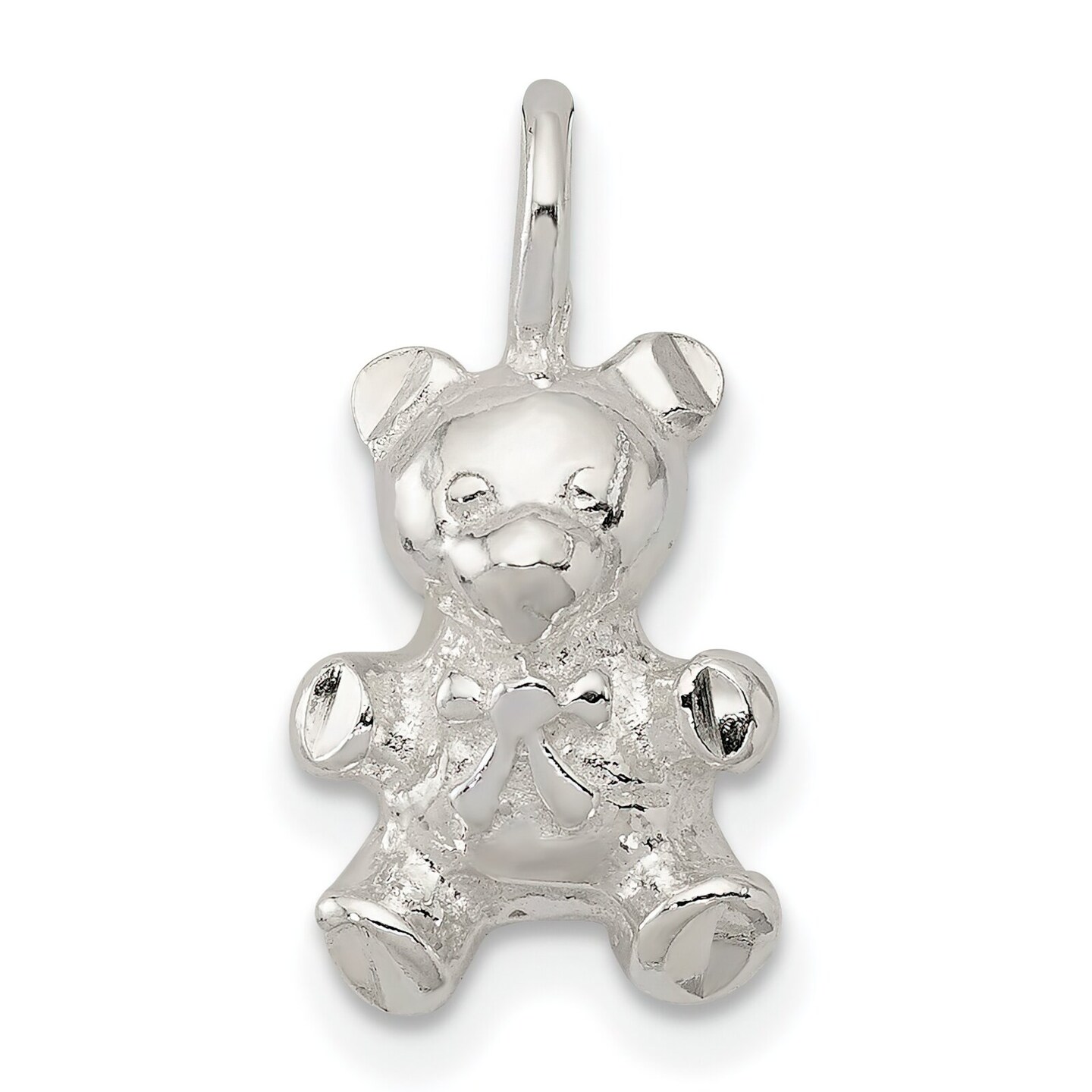 Sterling Silver Teddy Bear Charm Pendant Jewelry 19mm x 10mm