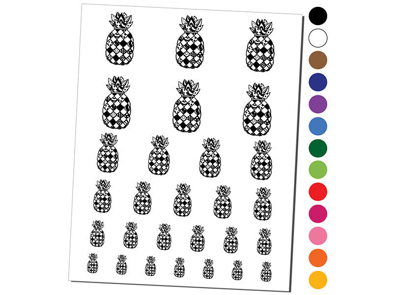 Quirky Patterned Pineapple Temporary Tattoo Water Resistant Fake Body Art Set Collection