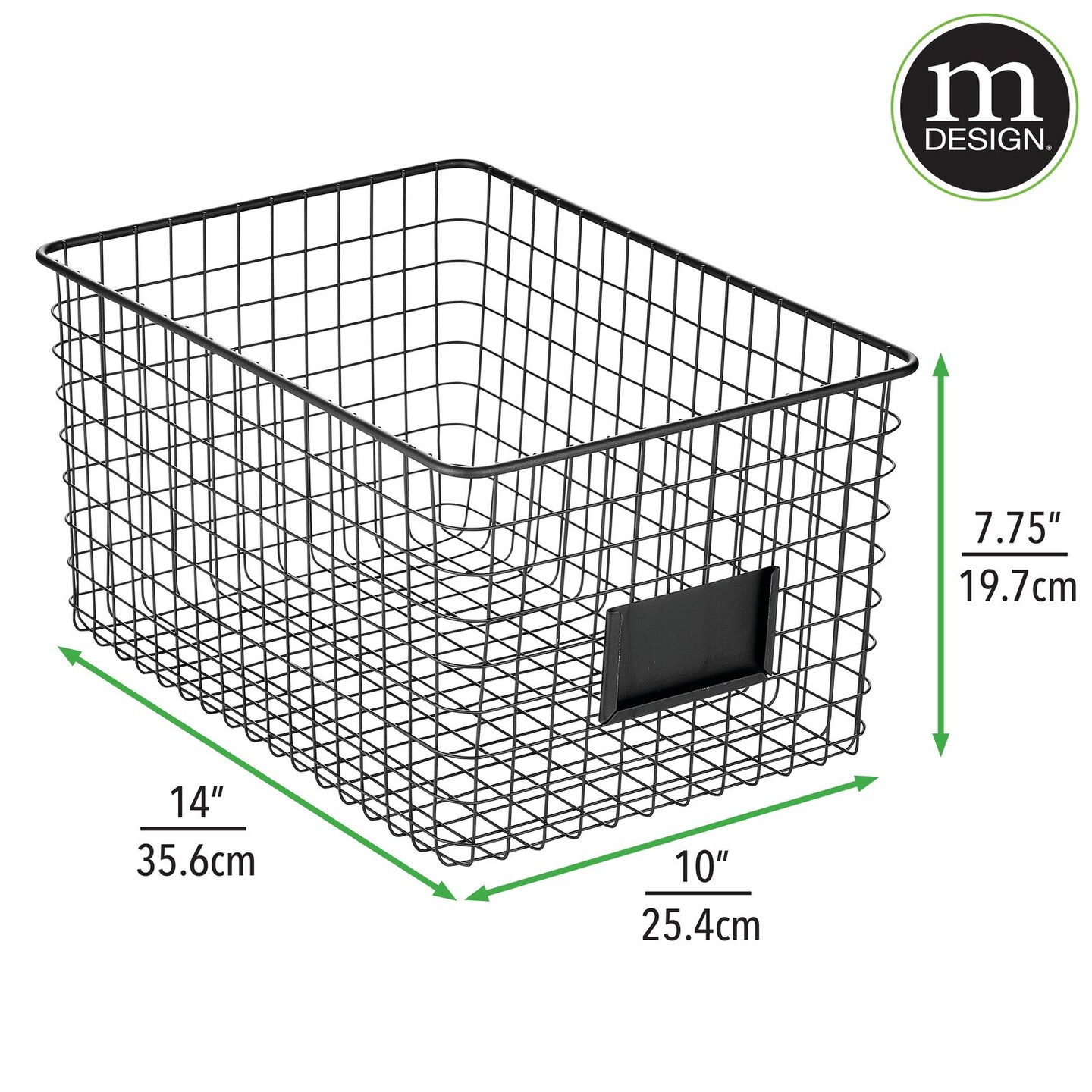 mDesign Bedroom Closet Storage Organizer Basket with Label Slot, 2 Pack
