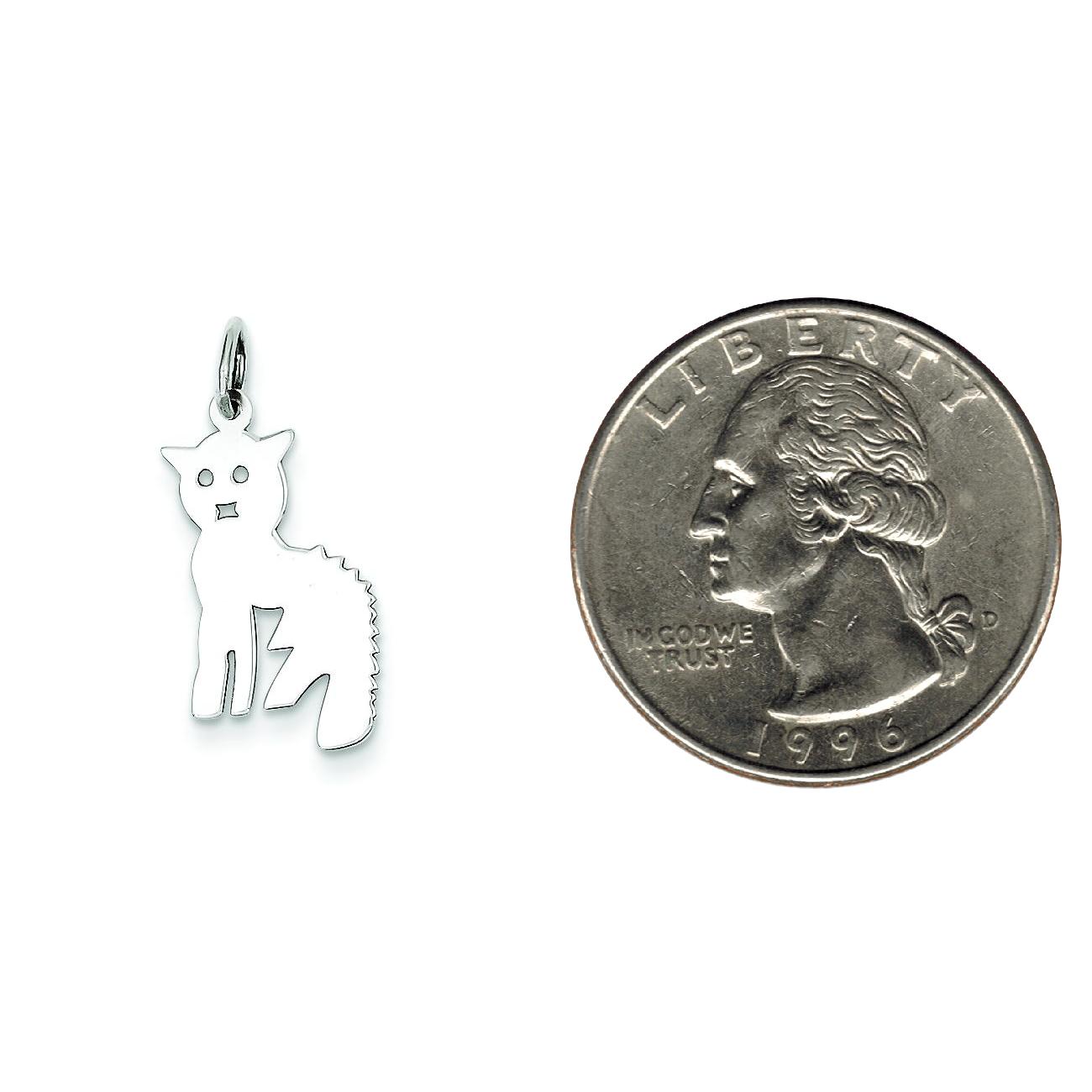 Sterling Silver Cat Charm Pendant Animal Jewelry 20mm x 10mm