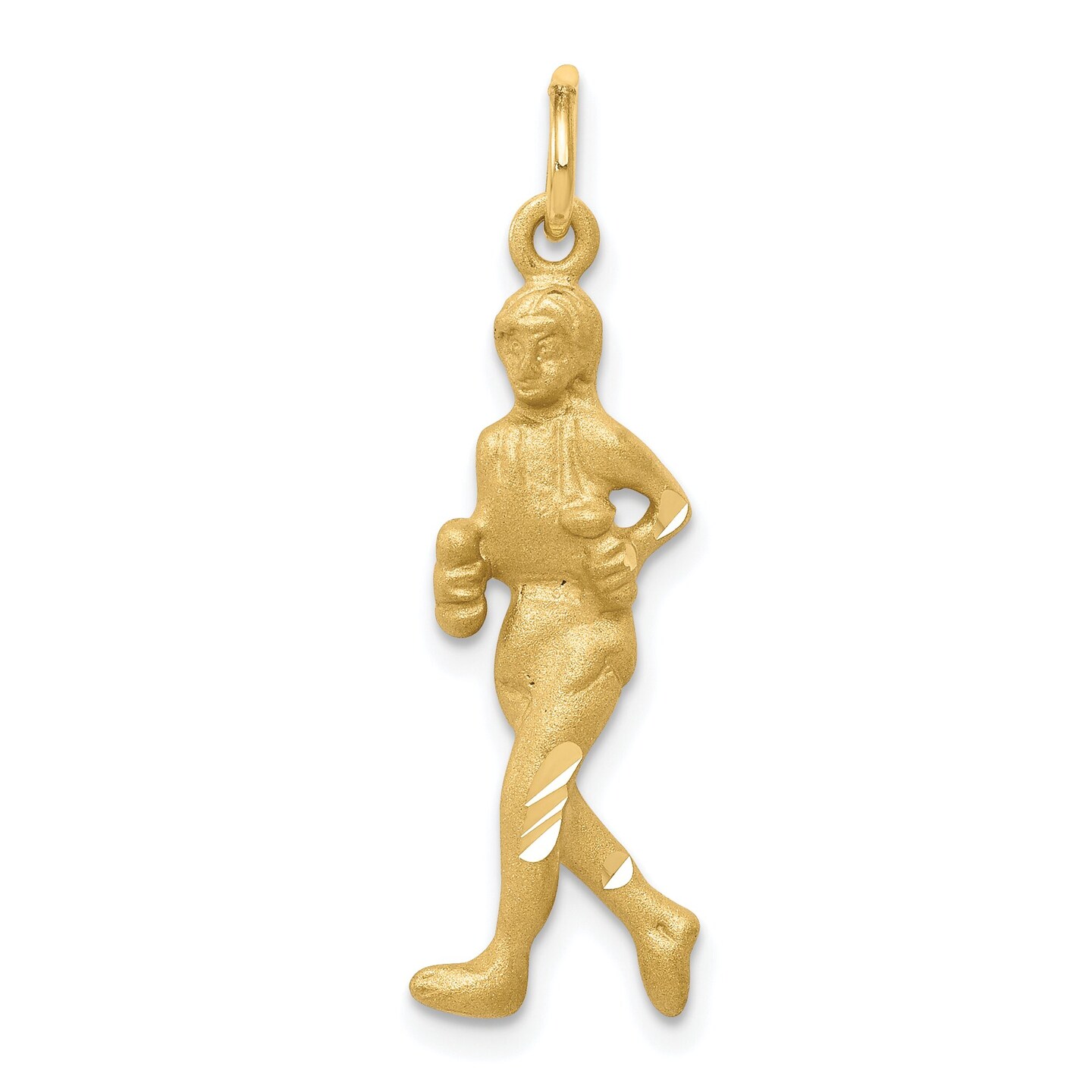 10K Yellow Gold Runner Charm Sports Running Jewelry 30mm x 11mm