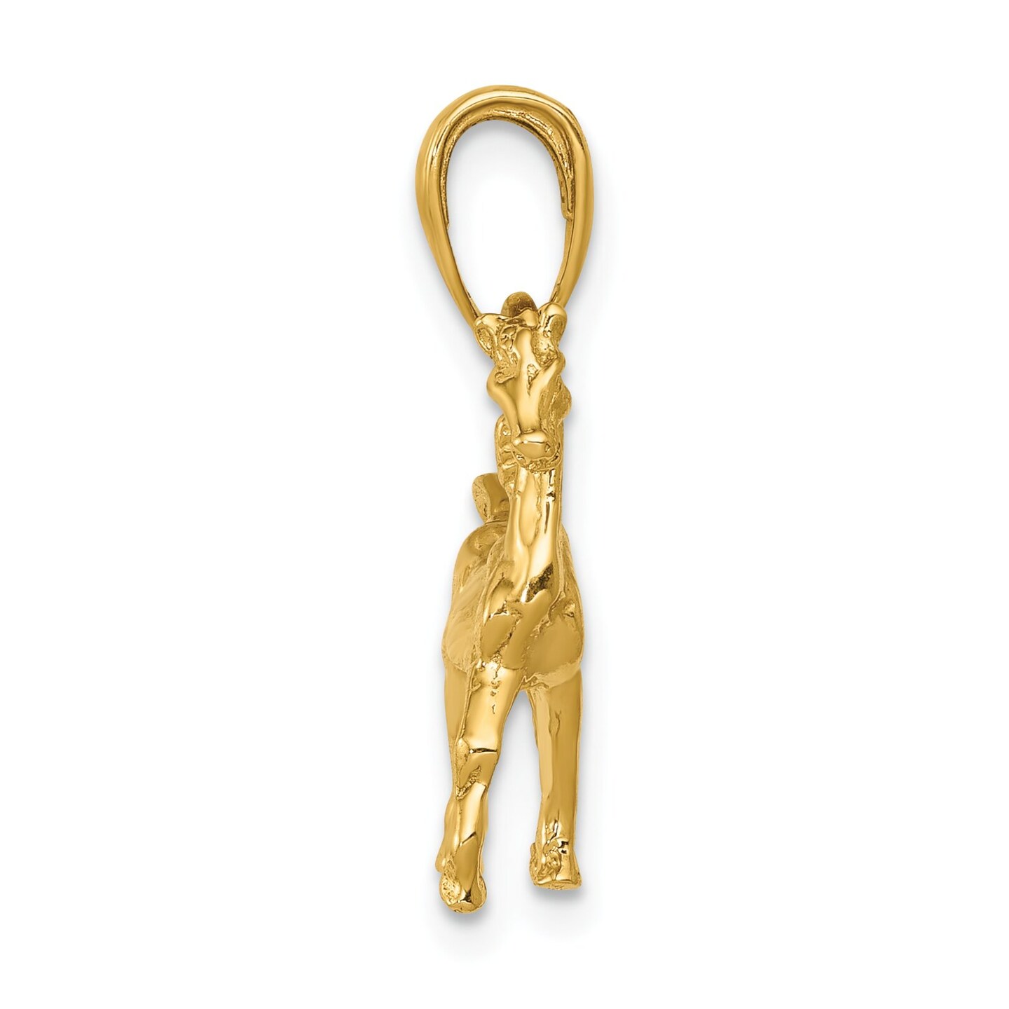 14K Yellow Gold 3D Horse Charm Equestrian Pendant Jewerly 19mm x 16mm