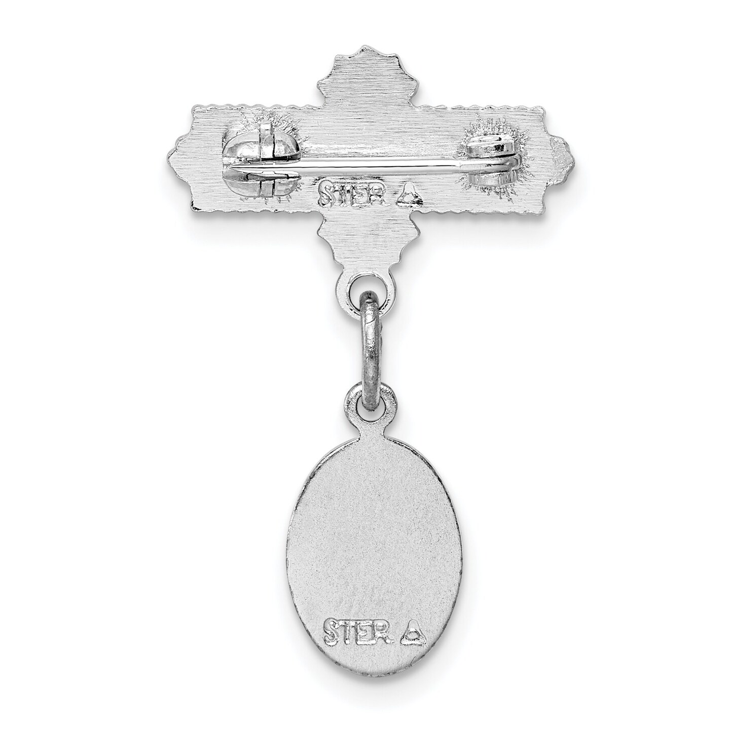 Sterling Silver Oval Saint Christopher Medal Pin