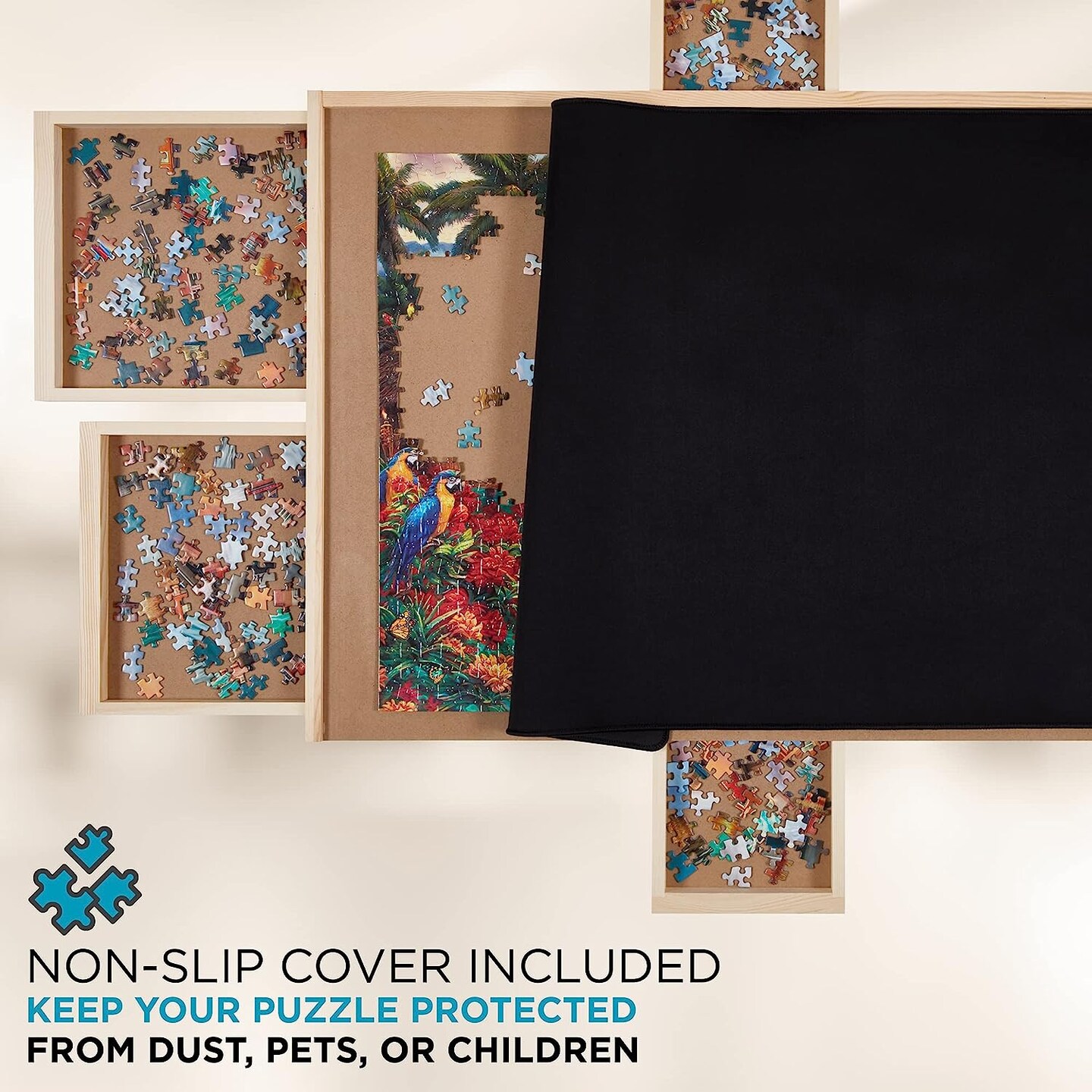 SkyMall 1000 Piece Puzzle Board W/Mat, 23&#x201D; x 31&#x201D; Wooden Jigsaw Puzzle Table