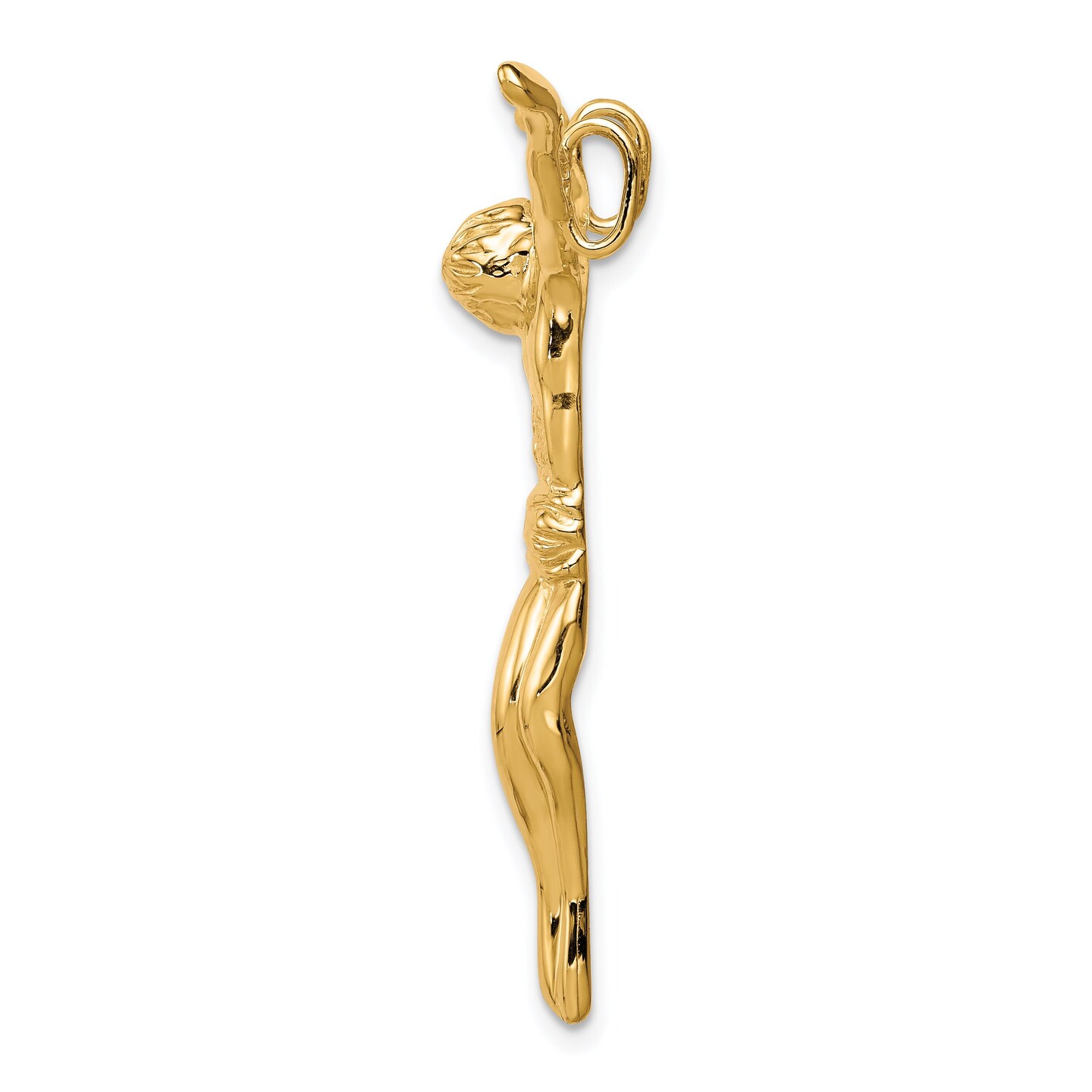 14K Gold Crucified Jesus Christ Charm Faith Jewelry 30mm x 37mm
