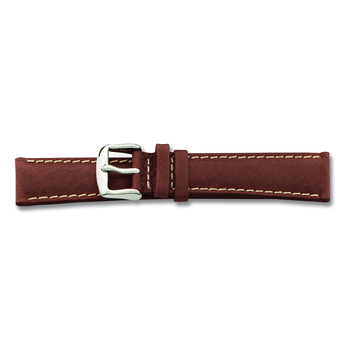 de Beer Brown Sport Leather Watch Band 24mm Silver Color