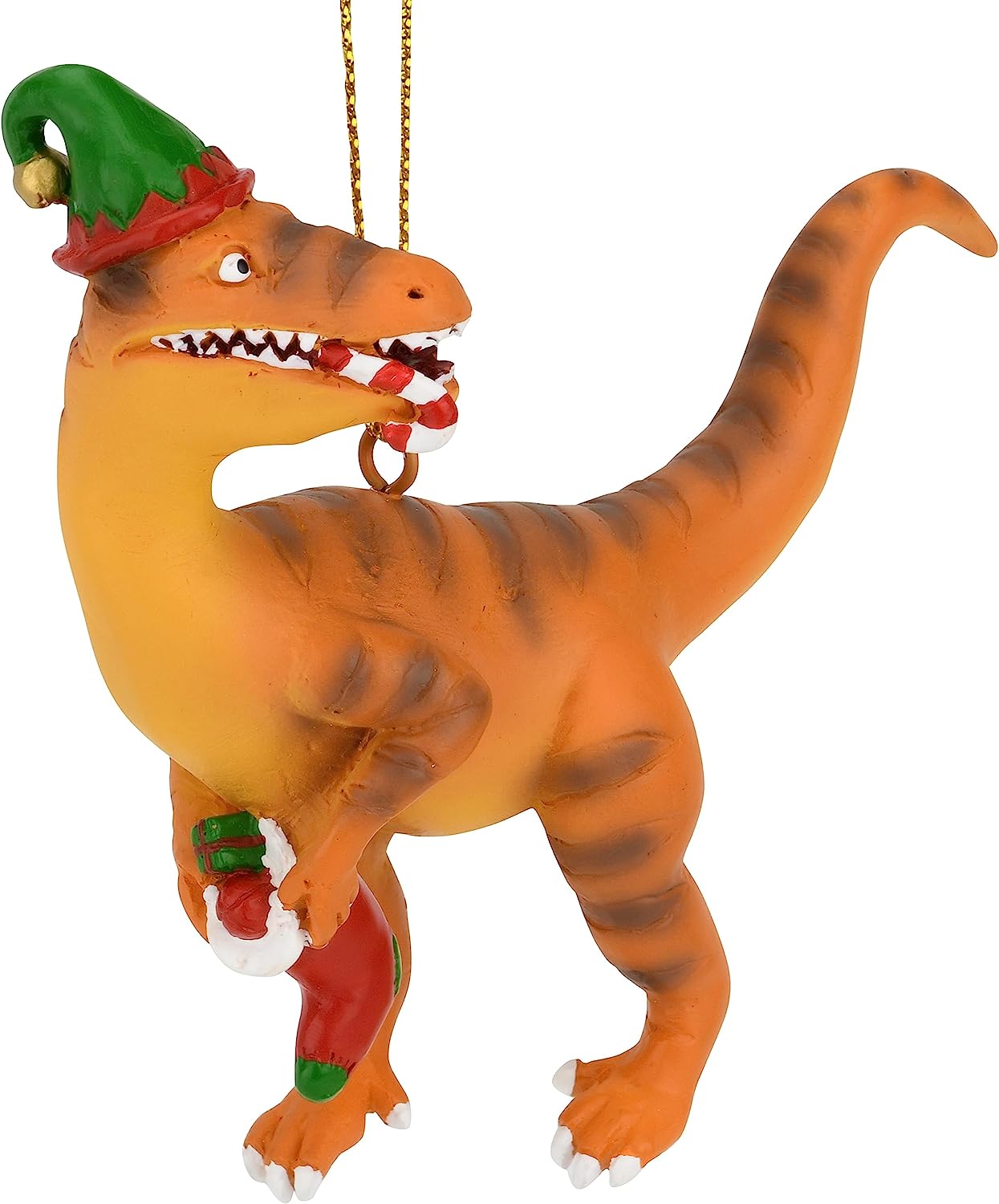 Tree Buddees Raptor Dinosaur Christmas Ornament Velociraptor with a Stocking