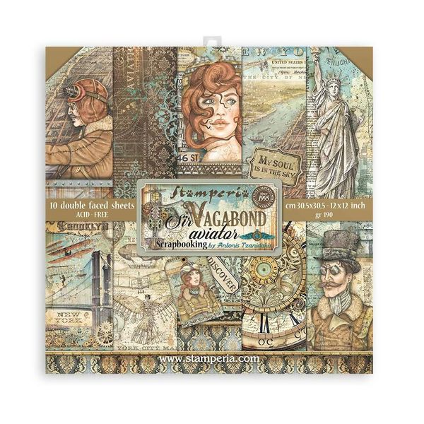 Stamperia Sir Vagabong Aviator 12x12 Paper Pack