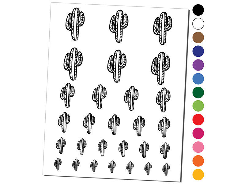 Fiesta Desert Cactus Temporary Tattoo Water Resistant Fake Body Art Set Collection