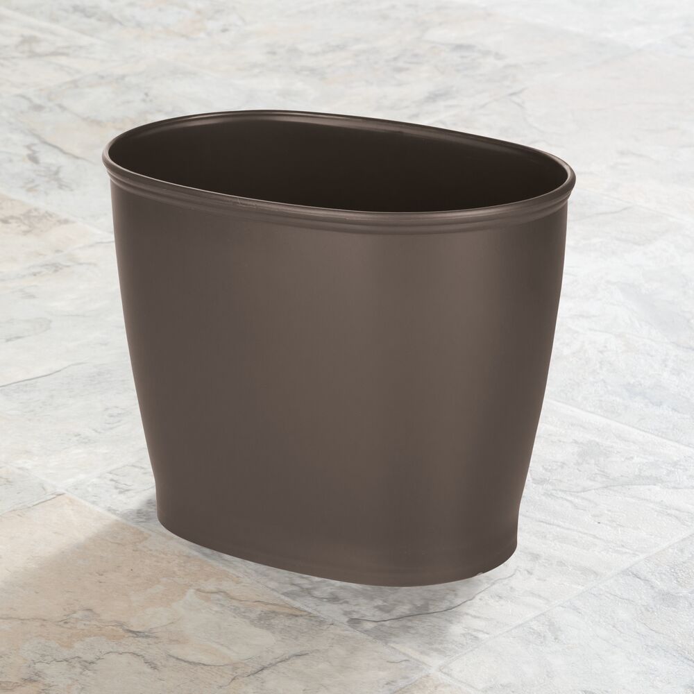 mDesign Small Plastic Oval Trash Can Garbage Wastebasket