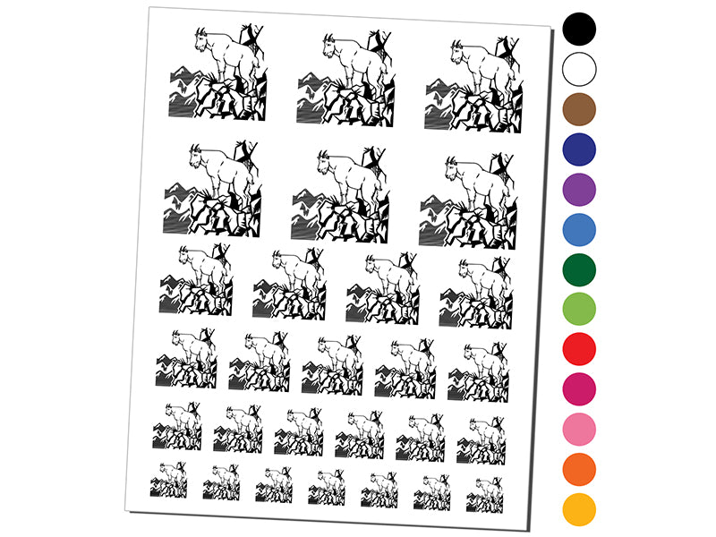 Rocky Mountain Goat on Ledge Temporary Tattoo Water Resistant Fake Body Art Set Collection