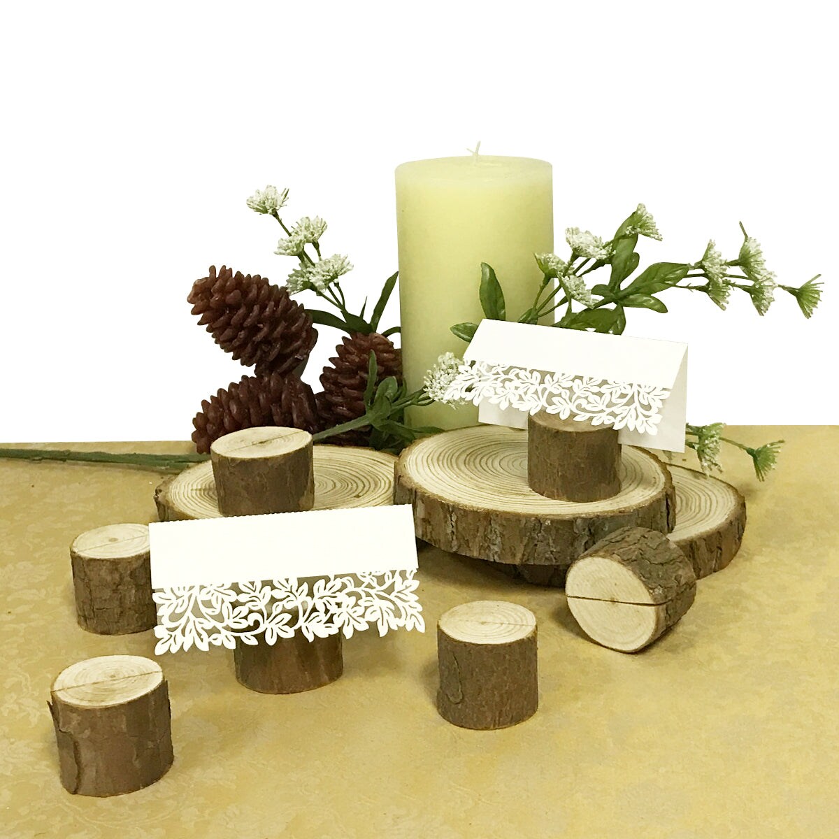 Wrapables Rustic Wooden Place-Card Holders with Table Name Place Cards for Wedding, Parties, Holidays, Special Events Table Decor (Set of 10)