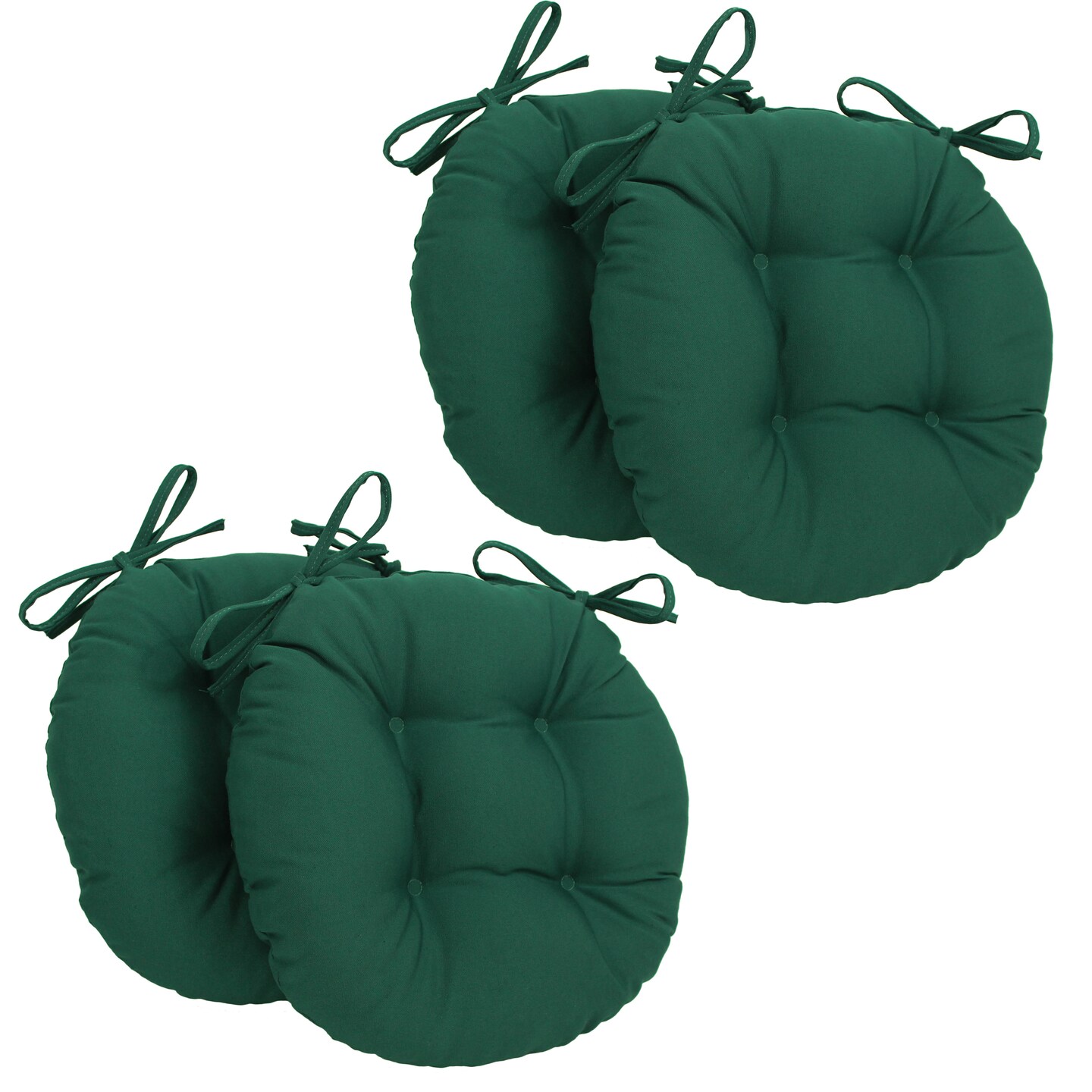 16-inch Solid Twill Round Tufted Chair Cushions (Set of 4) - Forest Green