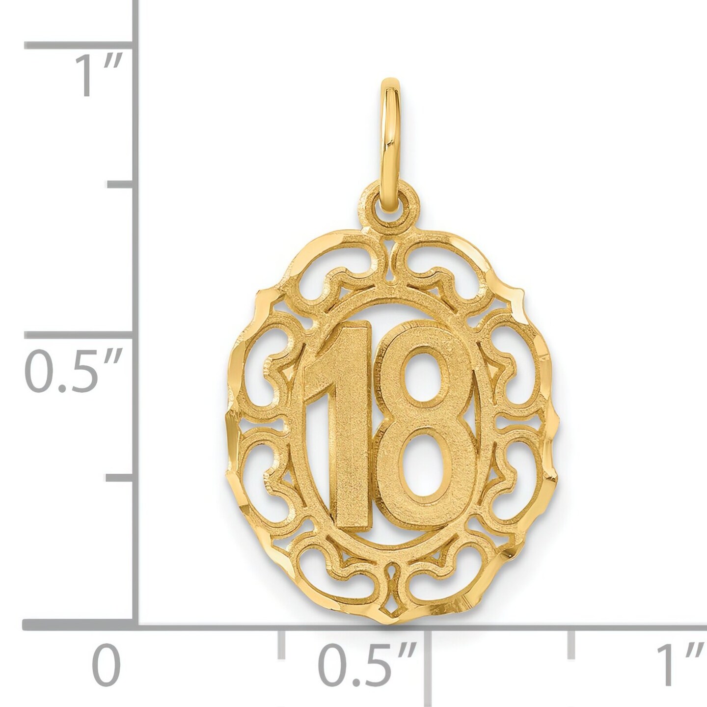 14K Yellow Gold 18 in Oval Charm Birthday Pendant Jewerly 25mm x 14mm