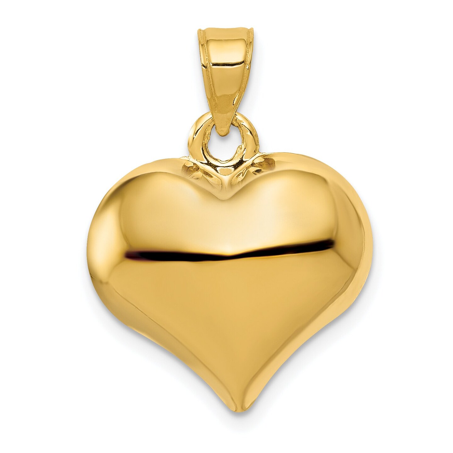 14K Gold Puffed Heart Charm Polished Love Pendant Jewerly 24mm x 18mm
