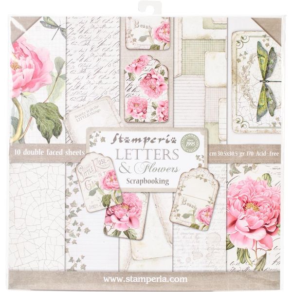 Stamperia Letters &#x26; Flowers 12x12 Paper Pack