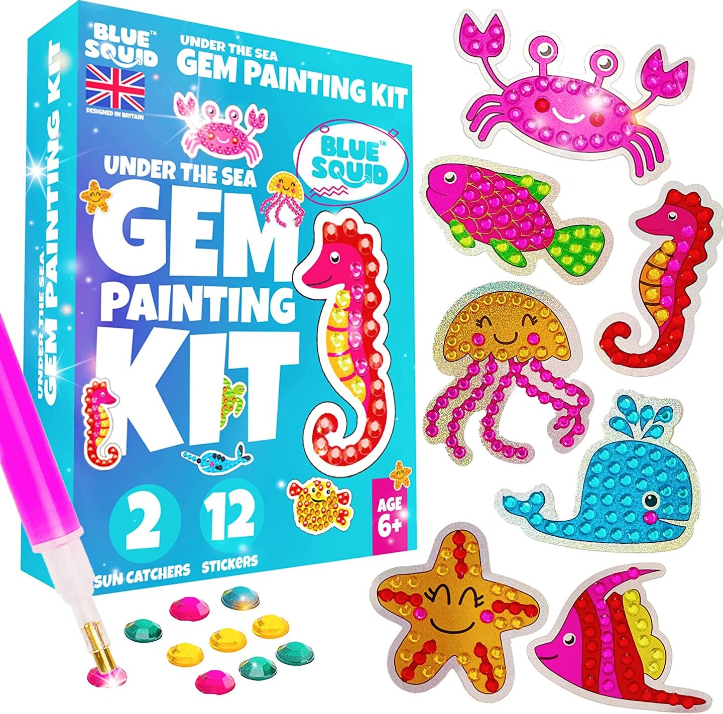 Gem Art, Kids Diamond Painting Kit with Big 5D Gem, Arts and Multicolor