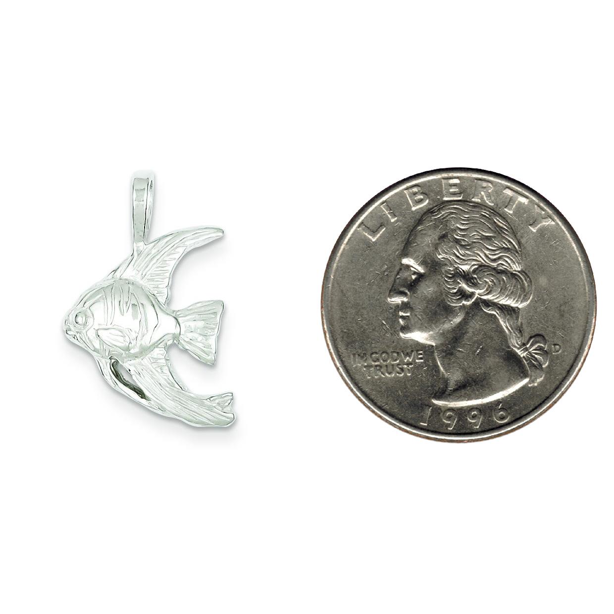 Sterling Silver Angelfish Charm Pendant Jewelry 24mm x 16mm
