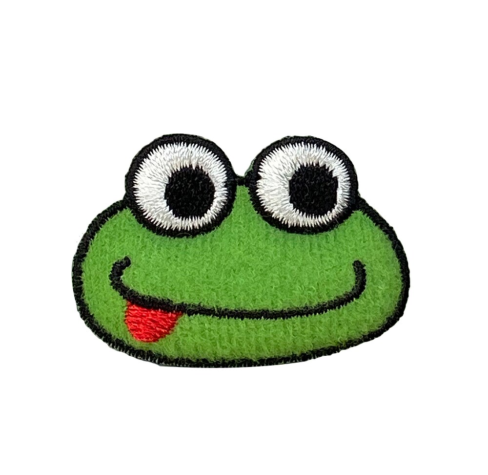 Puffy Frog Face, 3D, Embroidered, Iron on Patch