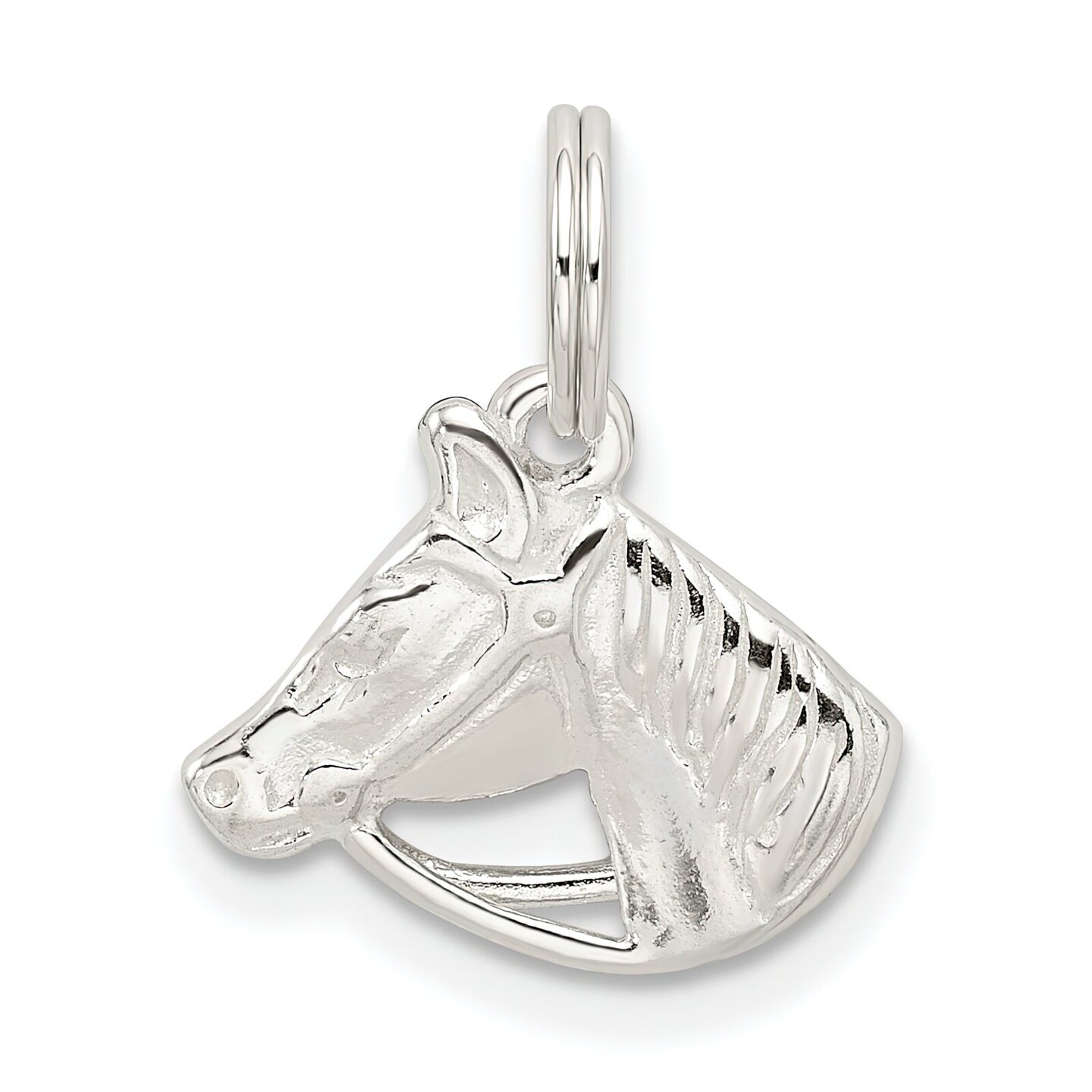 Sterling Silver Horse Head with Bridle Charm Pendant Jewerly 13mm x 14mm