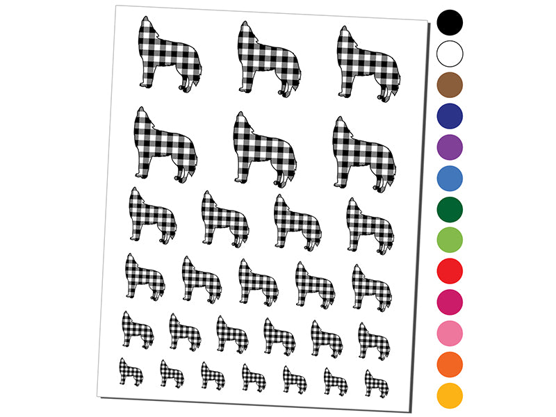 Plaid Howling Wolf Buffalo Print Temporary Tattoo Water Resistant Fake Body Art Set Collection