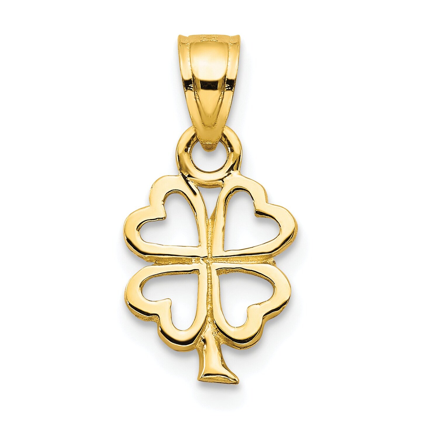 10K Gold Four Leaf Clover Charm Pendant Jewelry 15mm x 16mm