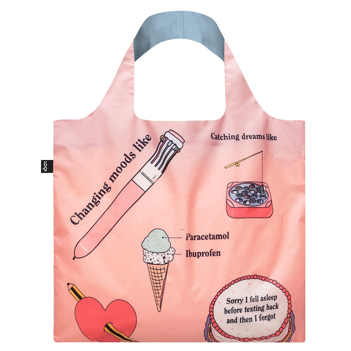 LOQI Artist Giulia Hartz Reusable Shopping Bag, One Size, Pattern