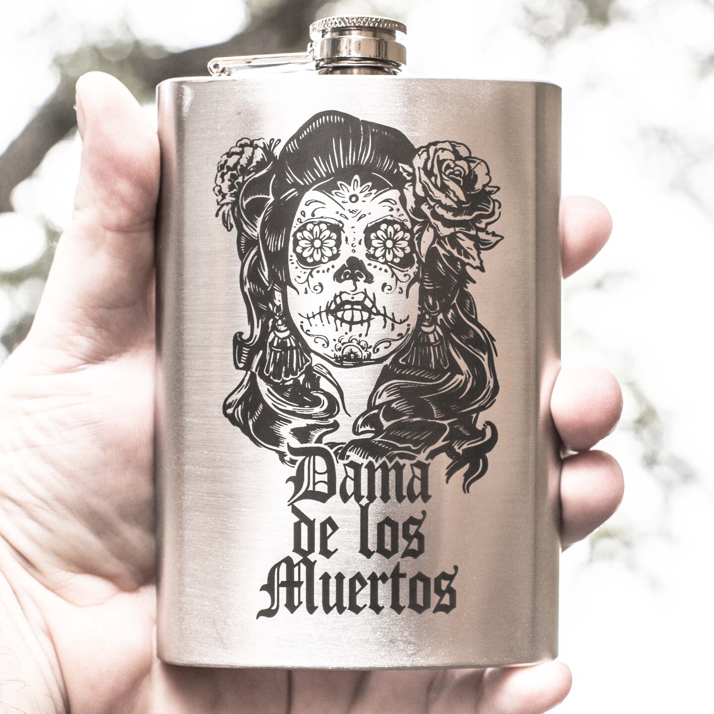8oz Dama De Los Muertos Stainless Steel Flask 8oz Dama De Los Muertos Stainless Steel Flask