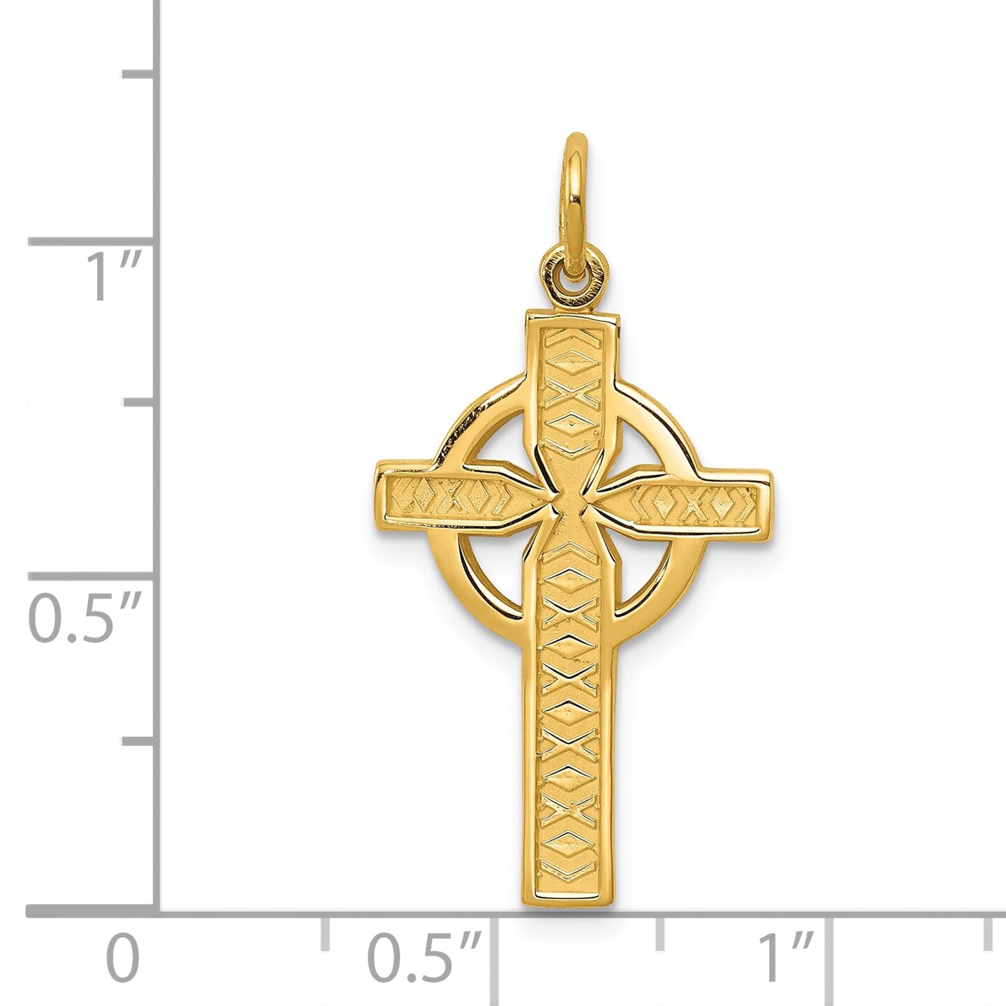 14K Yellow Gold Celtic Cross Pendant Charm Jewelry 31mm x 16mm
