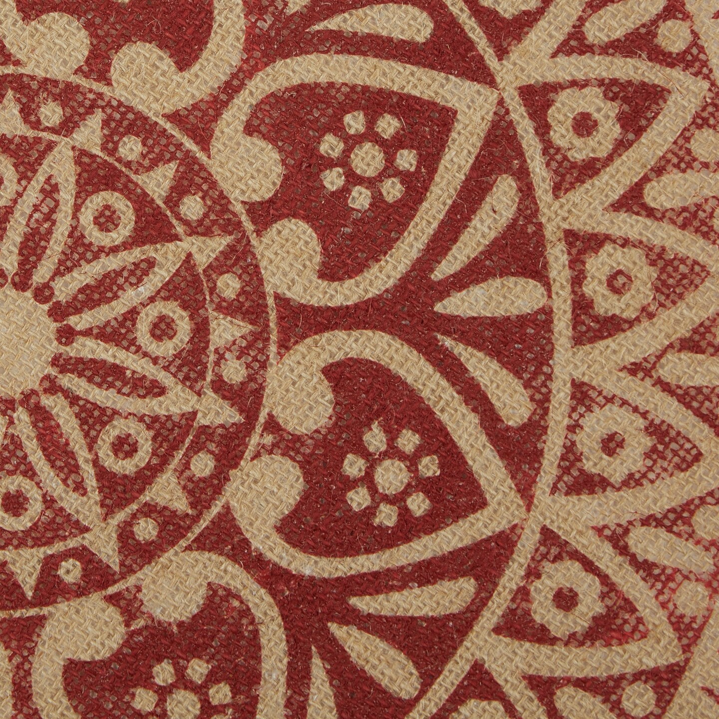 DII Barn Red Block Print On Natural Round Jute Placemat (Set of 6)