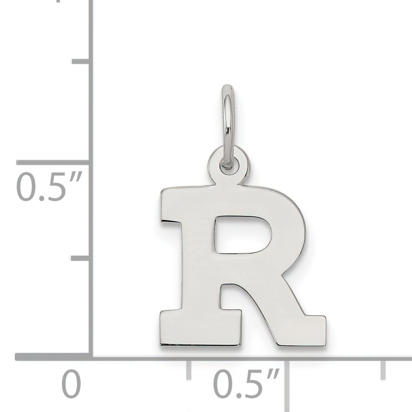 Sterling Silver Small Block Initial Letter R Charm Jewerly 16mm x 10mm