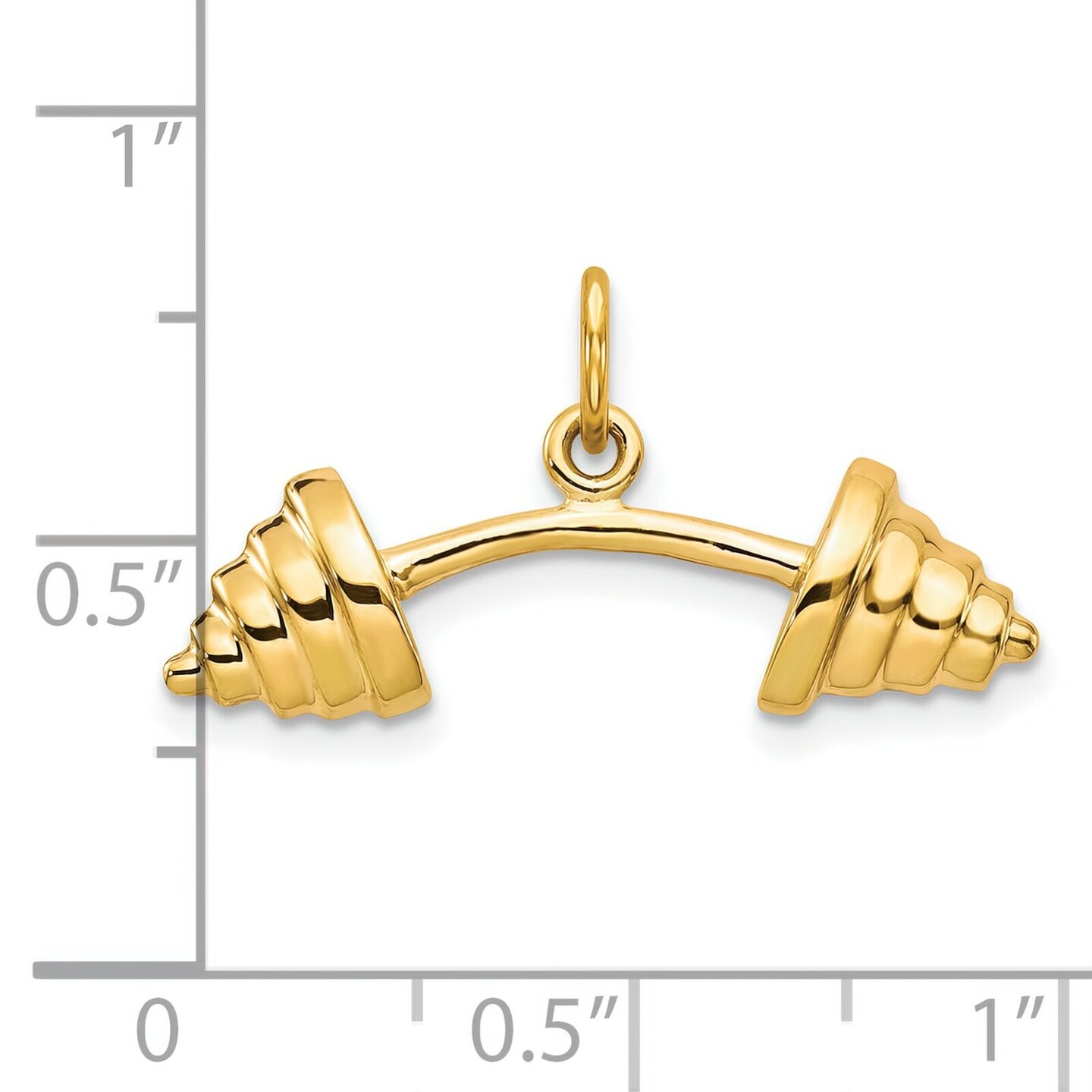 10K Gold Barbell Charm Weightlifting Body Builder New 15 X 26mm Jewerly