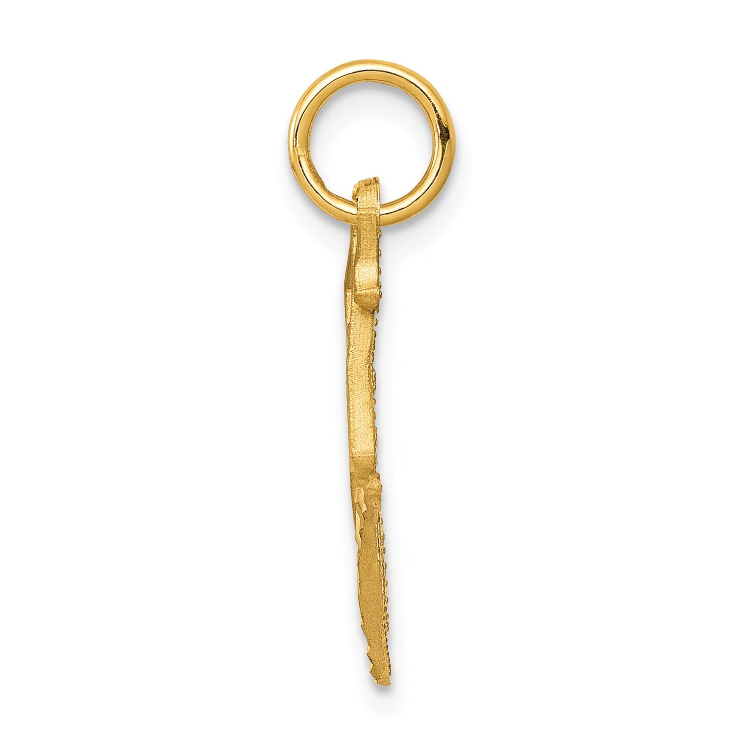 10K Yellow Gold Ice Skate Charm Diamond-Cut Skating 20 X 11mm Jewerly
