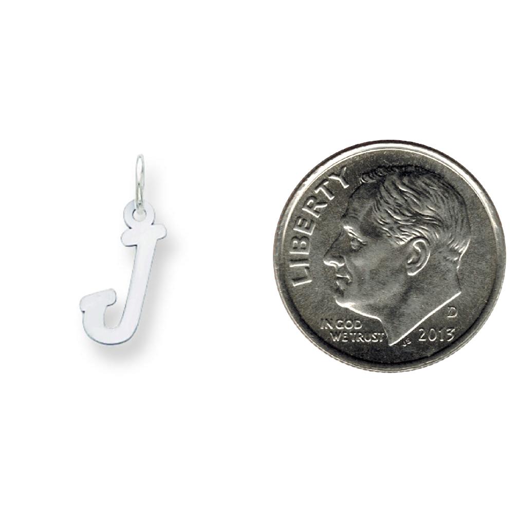 Sterling Silver Small Initial Letter J Charm Pendant Jewerly 19mm x 8mm