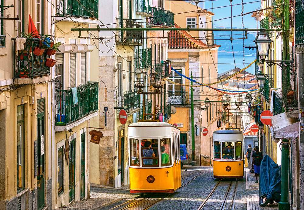 1000 Piece Jigsaw Puzzle, Lisbon Trams, Portugal, European puzzle, Sister city of San Francisco, Adult Puzzle, Castorland C-104260-2