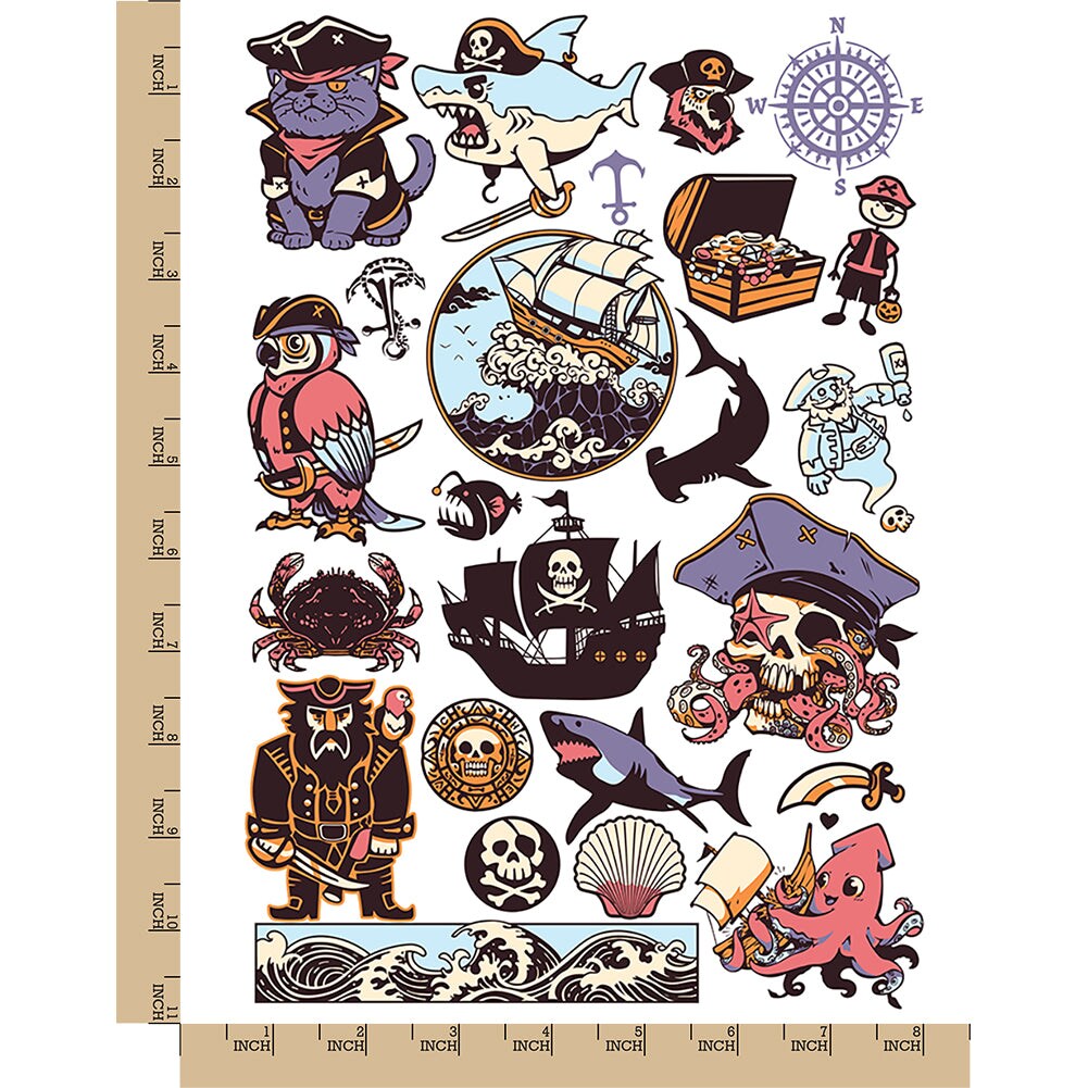 Temporary Pirate & Skull Tattoos for children / kids 56632