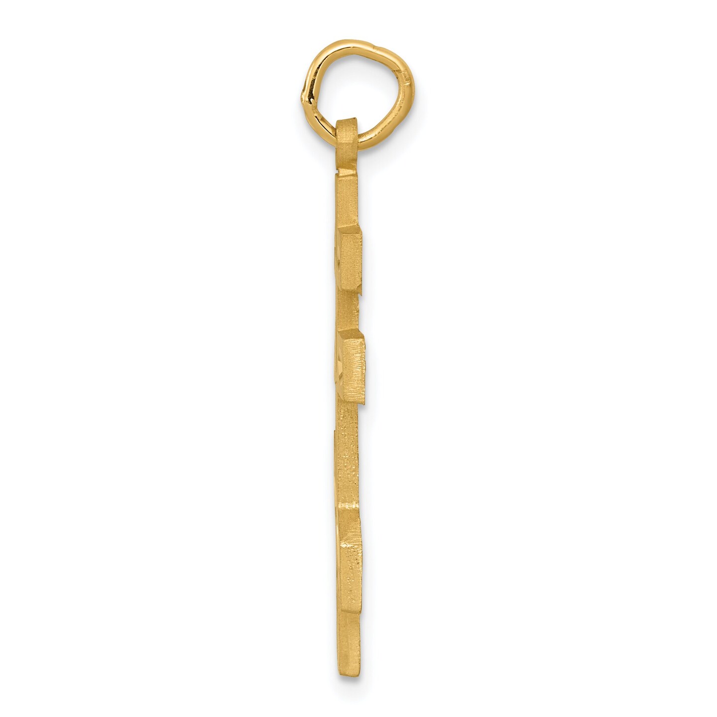 14K Yellow Gold Diamond-Cut Eastern Orthodox Cross Pendant Jewerly 32mm x 13mm