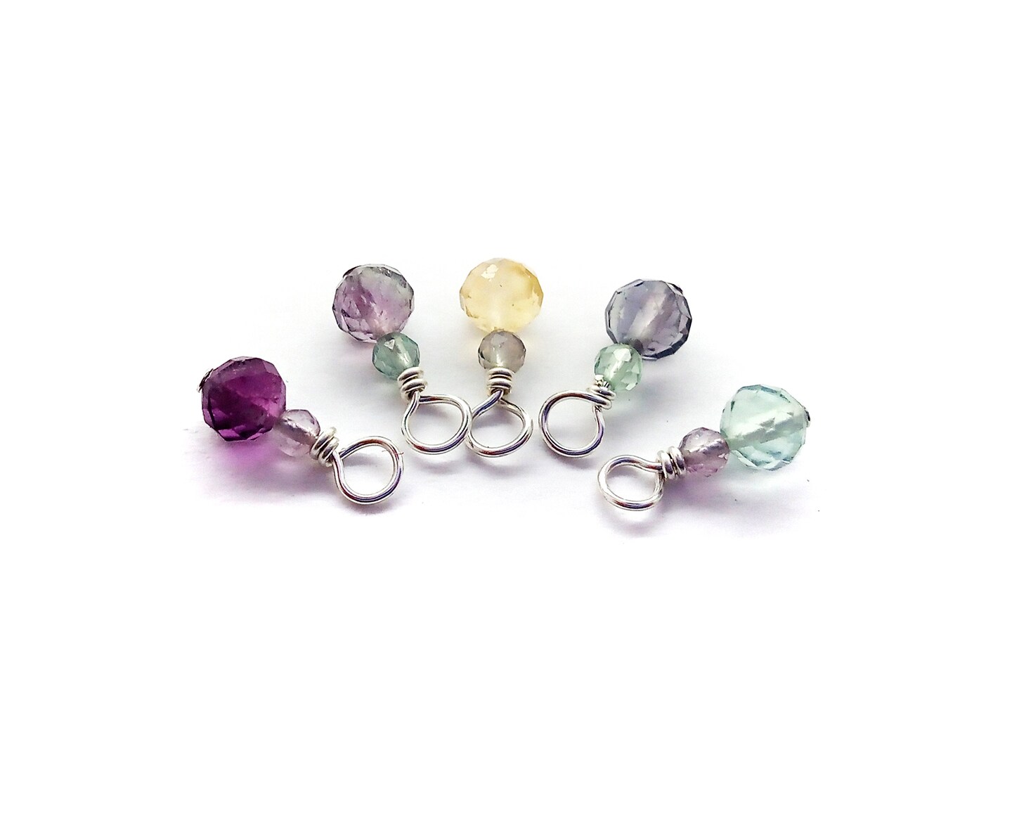 Rainbow Fluorite Charms, 10 pieces, Tiny Faceted Gemstone Bead Dangles, Adorabilities