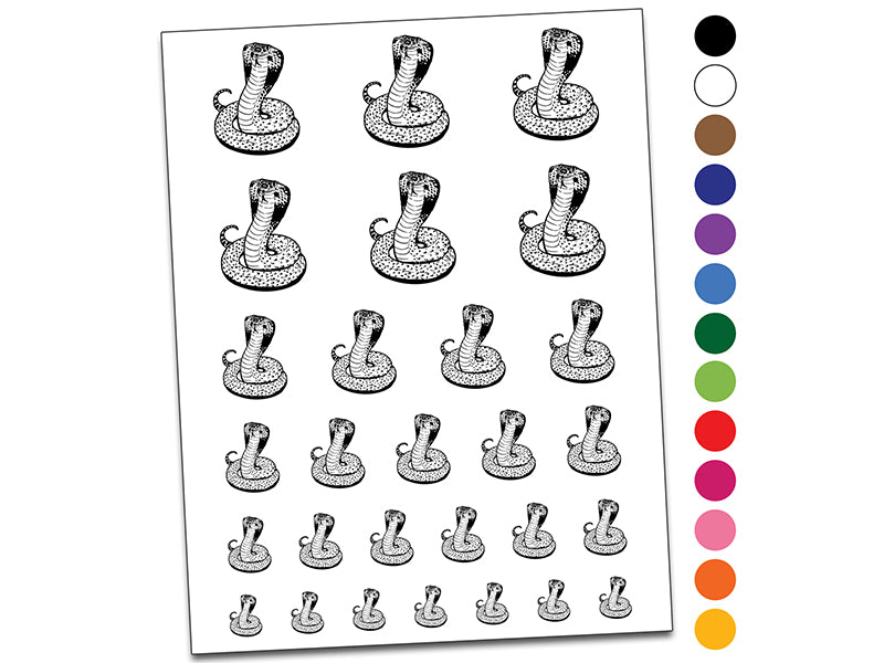 King Cobra Hooded Snake Temporary Tattoo Water Resistant Fake Body Art Set Collection