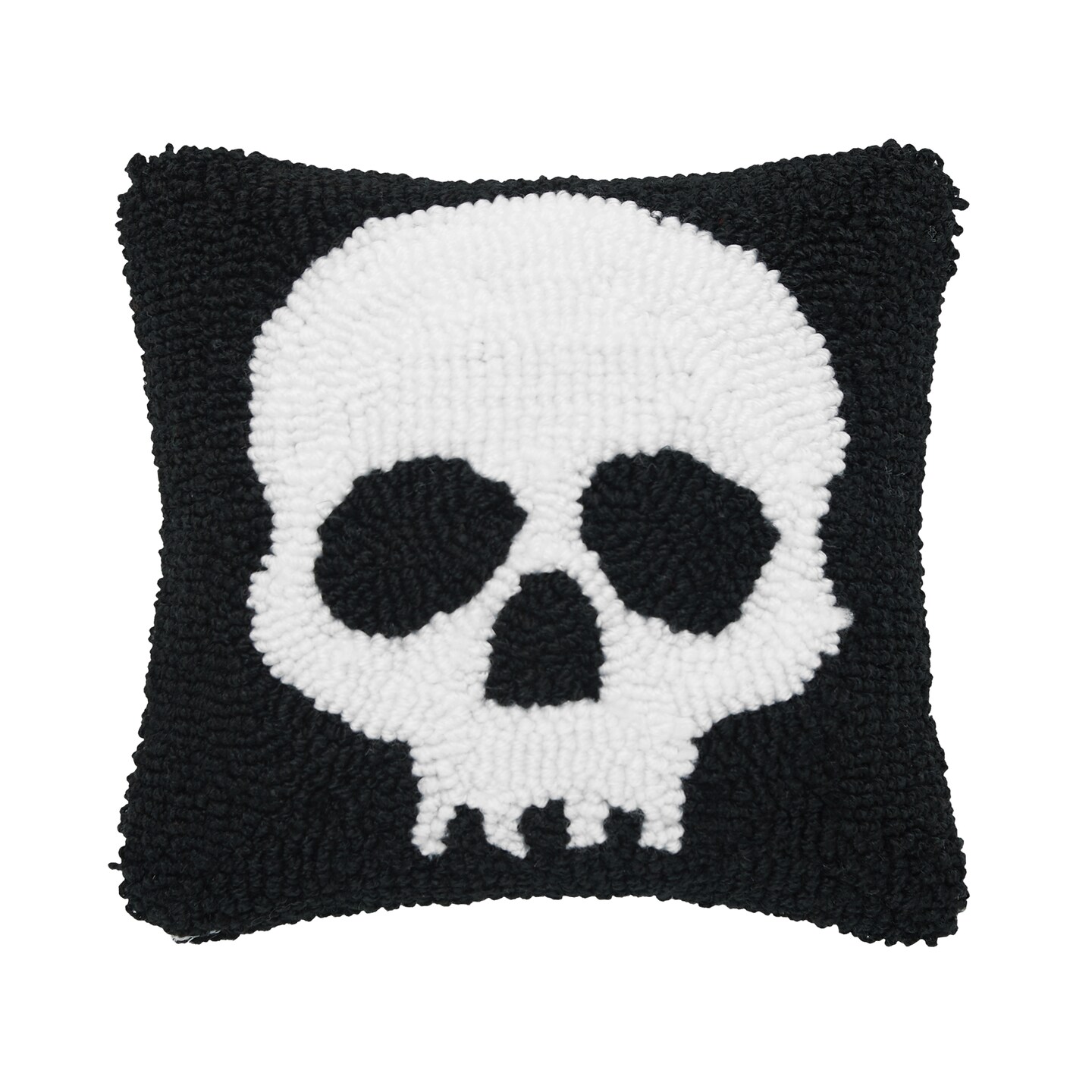 8&#x22; x 8&#x22; Skull Halloween Hooked Throw Pillow