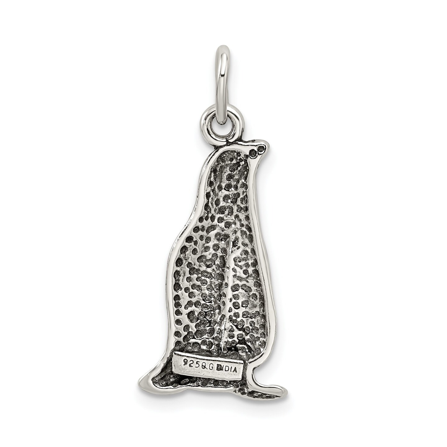 Sterling Silver Antiqued Penguin Charm Pendant Jewelry 25 X 12mm