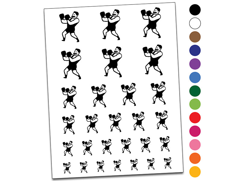 Vintage Boxer Pugilist Fighter Temporary Tattoo Water Resistant Fake Body Art Set Collection