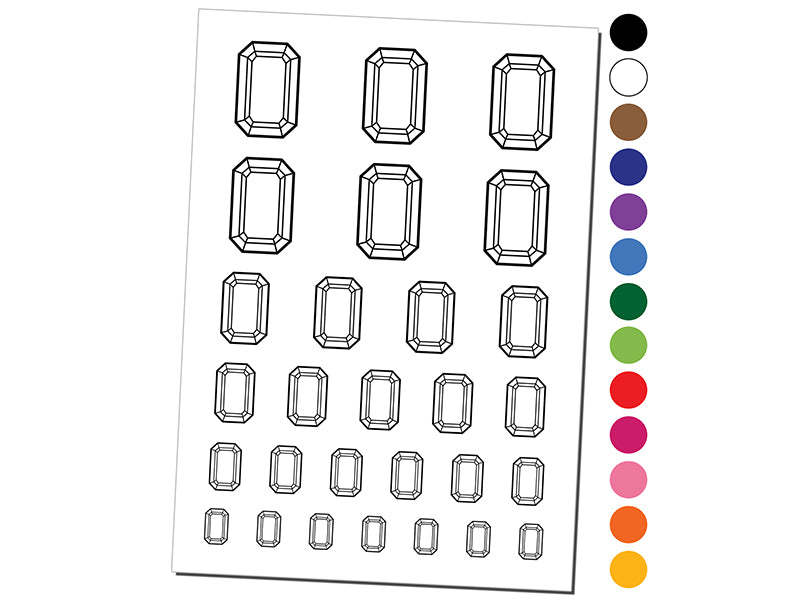 Octagon Gem Cut Diamond Jewelry Temporary Tattoo Water Resistant Fake Body Art Set Collection